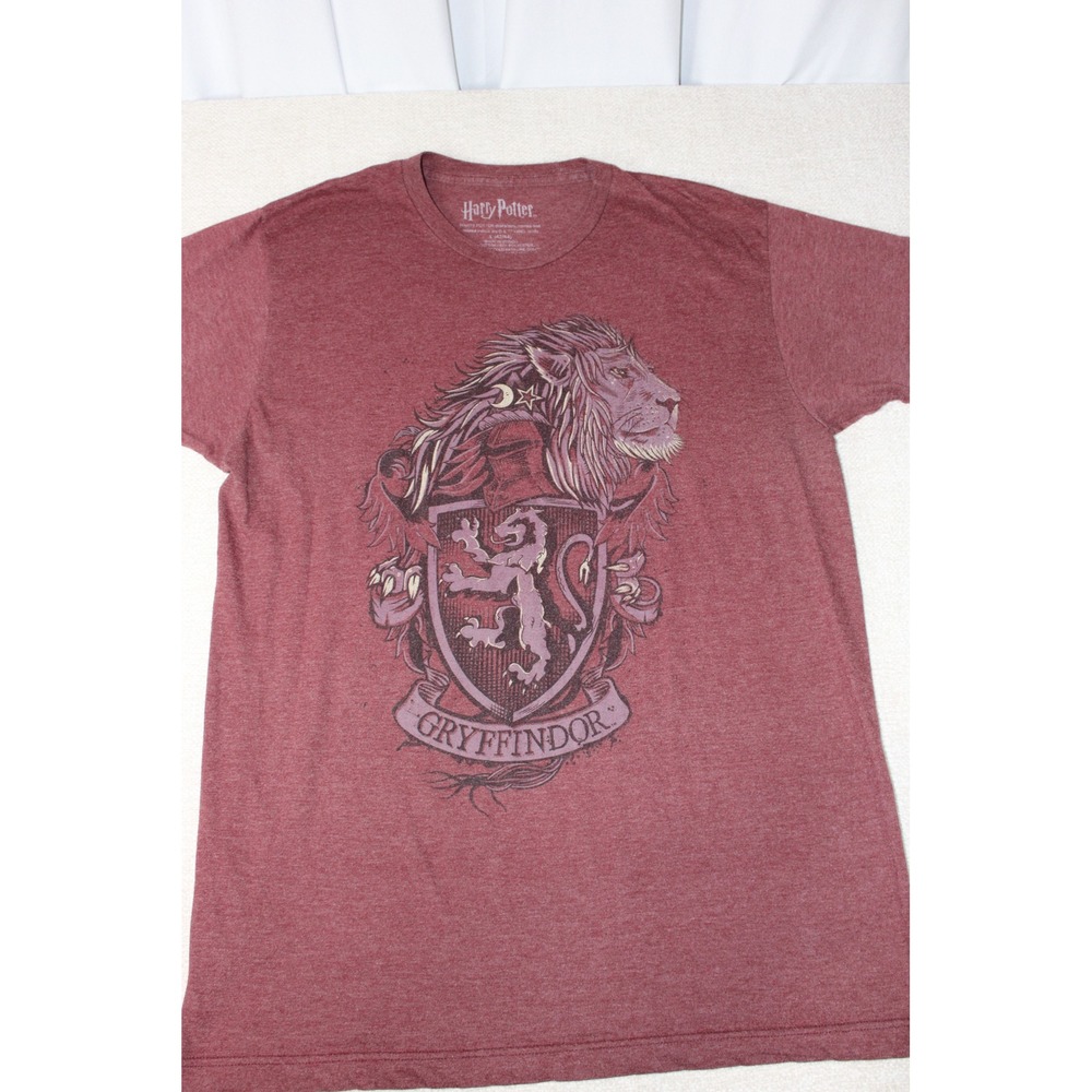 Harry Potter Gryffindor Crest Graphic T-Shirt Mens Large Heather Burgundy Red